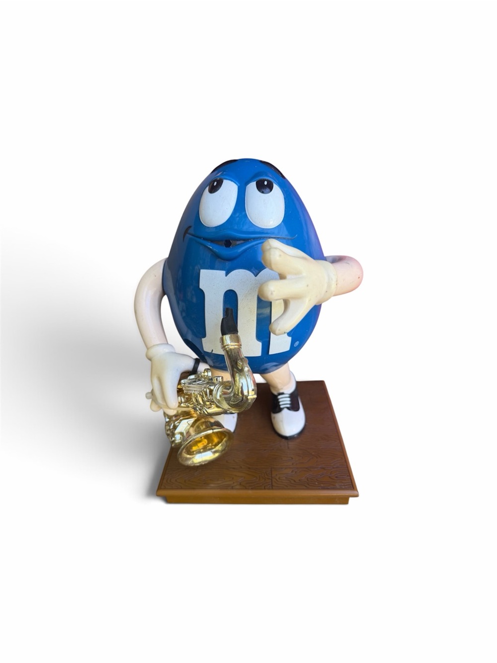 Vintage Blue M&M Saxophone Figurine candy dispenser